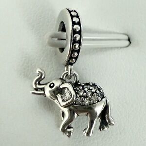 Sterling Silver Dangle Charm of a Jeweled Elephant Stamped S 925
